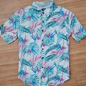 Boys Tropical Button Down Shirt Size Large